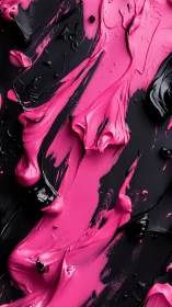 Vivid magenta acrylic smears over deep black ground.