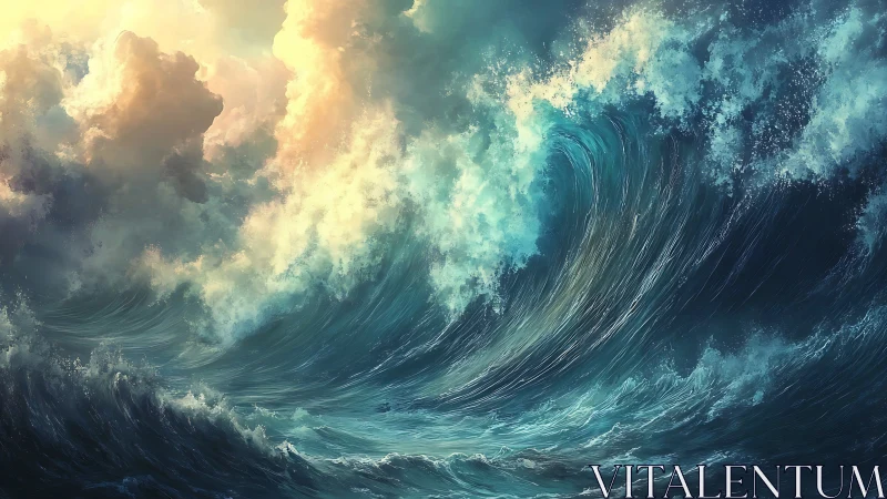 Stormsong waves courting sunrise in wild pastel foam.