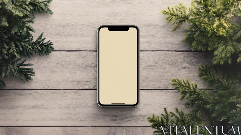 Peaceful Phone Moment Among Lush Greenery.