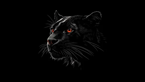 High-Contrast Feline Portrait with Incandescent Sclera Rendering.