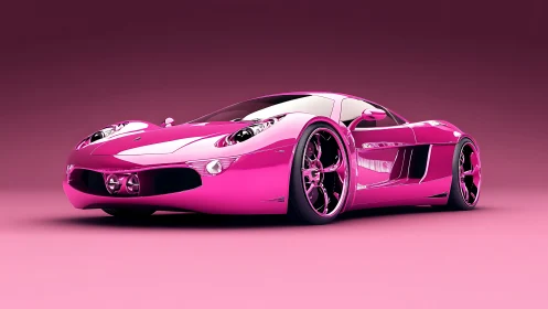 Pink sports car render sits on monochrome magenta ground