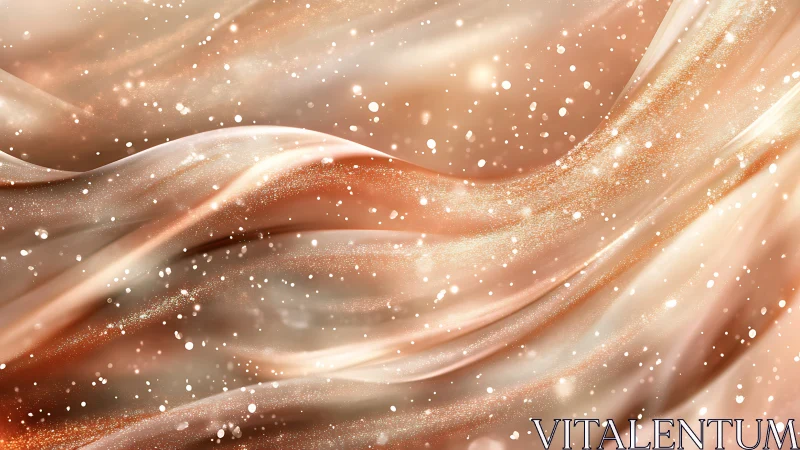 Soft metallic fabric waves with scattered white particles.