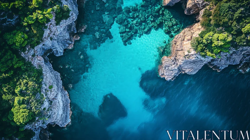 Coastal Cove: Turquoise Waters Meet Rocky Cliffs