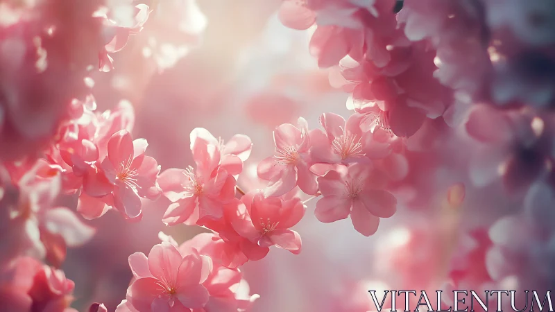 Soft-focus pink azalea blooms with backlighting and bokeh rendering.