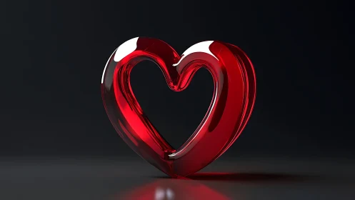 Glossy Red Heart Form with Specular Highlights and Translucent Rendering