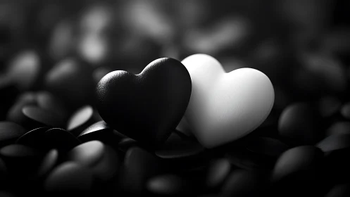 Black and White Heart Contrast Symbolic Representation
