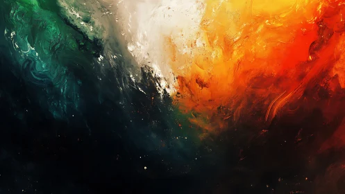 Colorful cosmic waves drift in a warm, swirling embrace