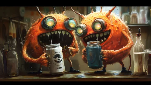 Glowing-eyed fridge goblins toast midnight jars of mystery