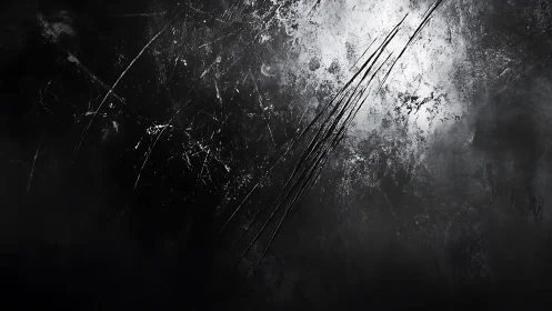 Noir scratchstorm erupts across scarred metallic void.