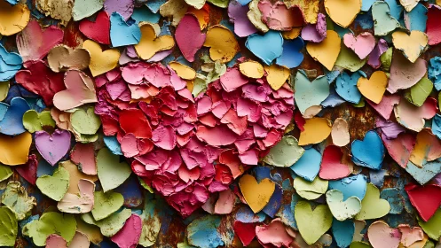 Fractured Heart Mosaic: Love's Weathered Rainbow.
