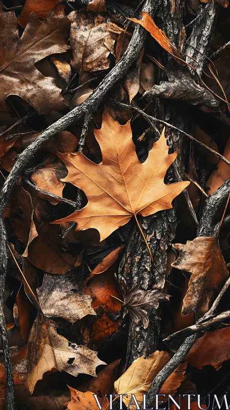 Golden leaf on woodland floor, autumn&rsquo;s quiet heartbeat.