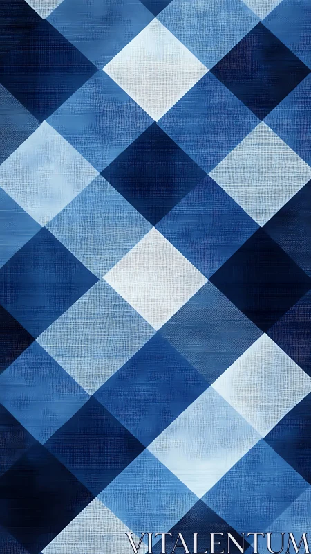 Diagonal blue argyle grid with textured digital painting finish.