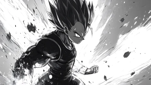 Stormborn warrior charging through monochrome cosmic fury.