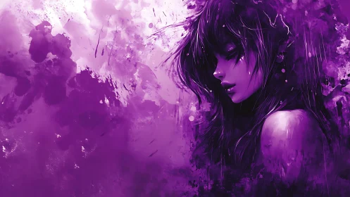 Violet portrait study in expressive digital ink textures.