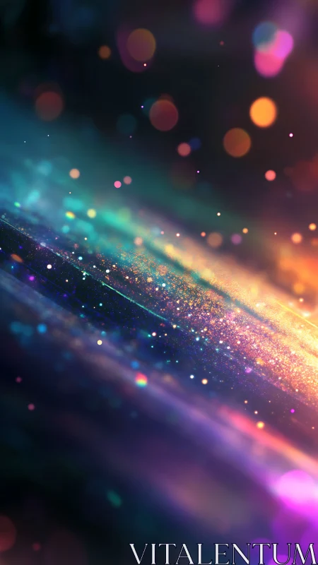 Prismatic bokeh nebula with diagonal luminous streak fields.