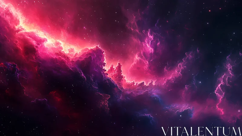 Radiant magenta nebula with high-contrast ionized gas filaments