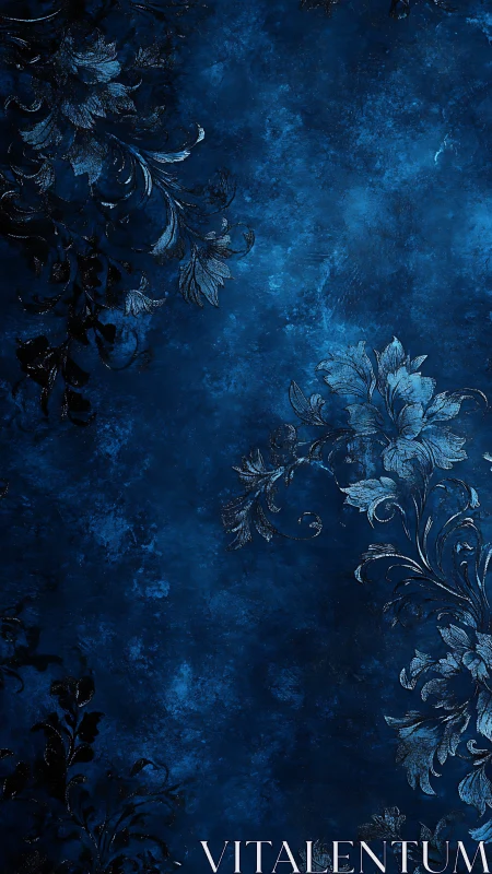 Midnight blue textured background with ornate floral embossing