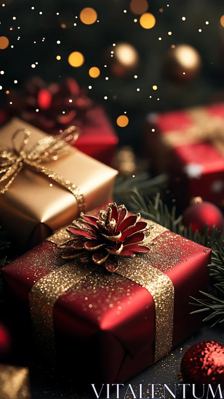 Glittering holiday gifts wrapped in cozy festive sparkle.