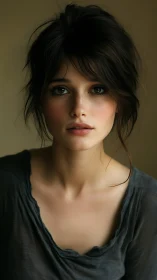 Soft portrait captures young woman in warm studio light