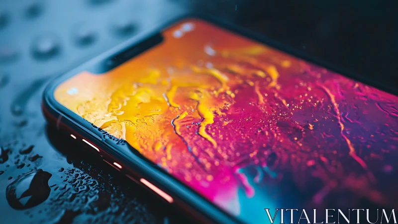 Hydrophobic smartphone display under liquid interface stress.