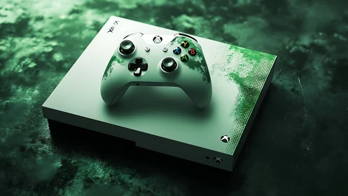 Xbox Series S Console with Controller on Green Textured Surface