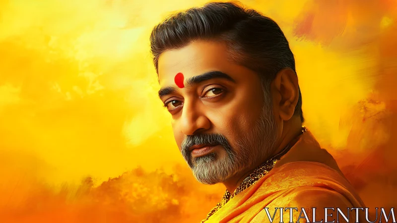 Warm spiritual portrait in glowing golden sunlight tones.