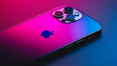 iPhone Pro Max with gradient magenta-to-blue finish