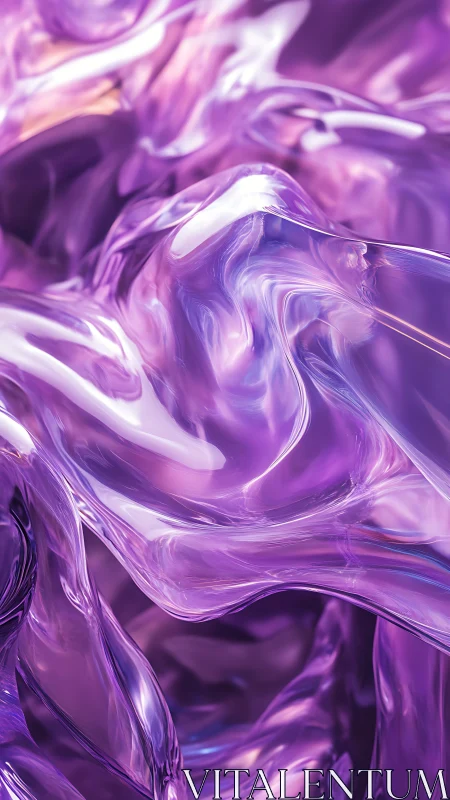 Liquid violet glass flows in luminous abstract waves.