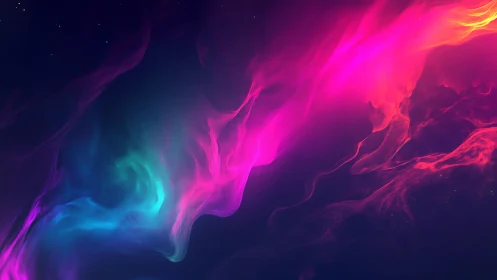 Chromatic plasma currents in simulated nebular fluid dynamics.