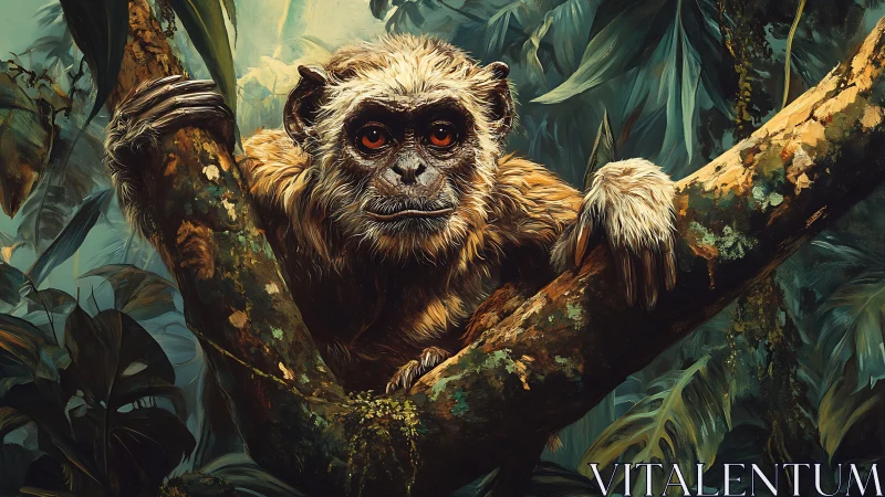 Digital jungle monkey study with rich foliage and light.