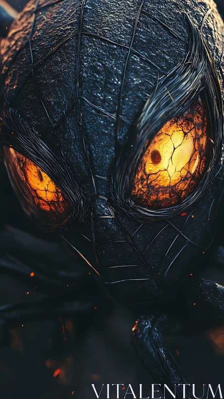 Molten-eyed mechanical insect looms in cinematic darkness