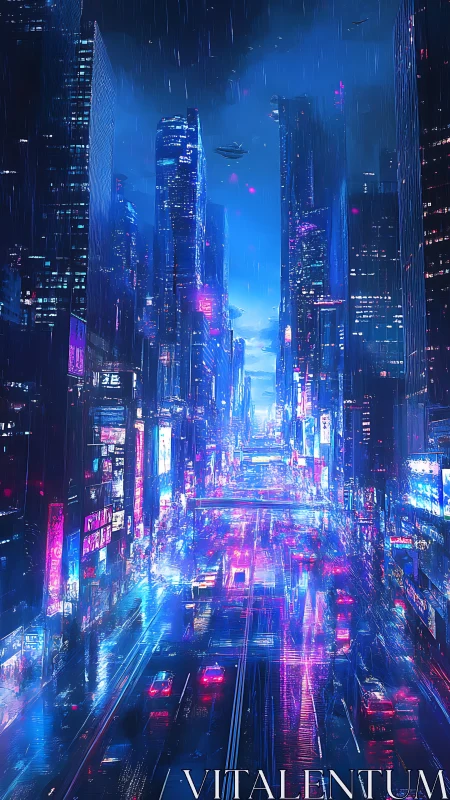 Neon drenched future city hums with rain, motion, and light