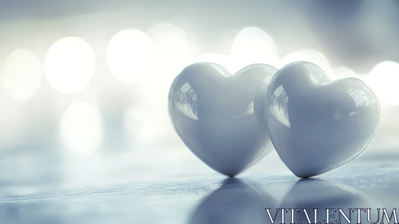 Twin Crystal Hearts Float in Ethereal Radiance