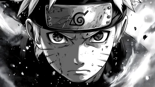 Intense anime warrior stares forward amid swirling smoke