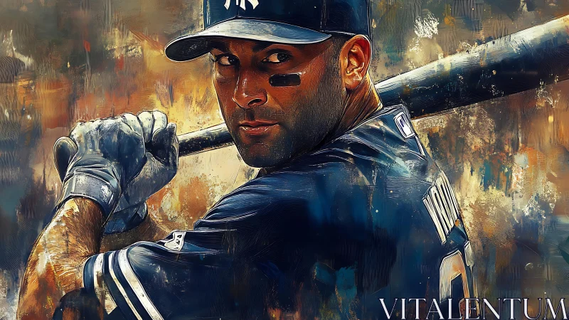 Focused baseball hitter waits in painterly stadium haze