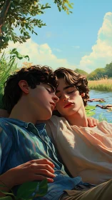 Tender Riverside Moment Between Two Hearts.