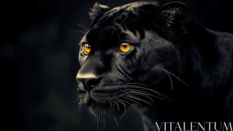 Black Panther Portrait with Luminous Amber Eyes