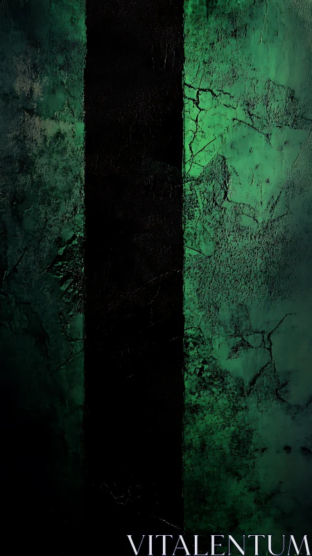 Mysterious green wall welcomes viewers with bold dark stripe