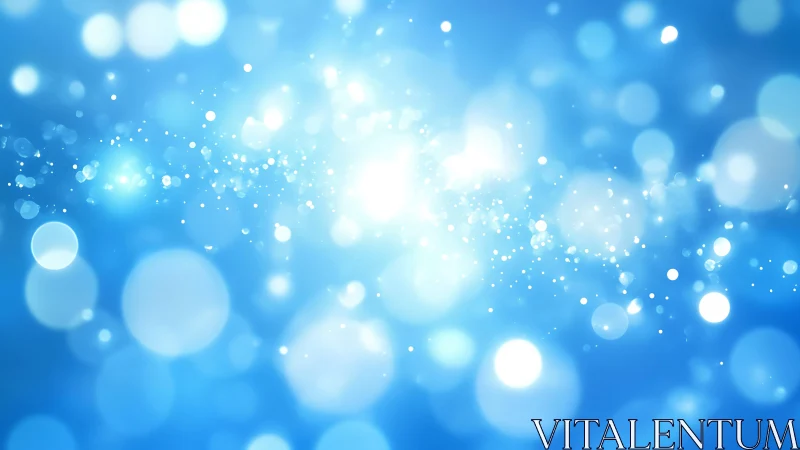 Bright blue bokeh abstract background with glowing light effects.