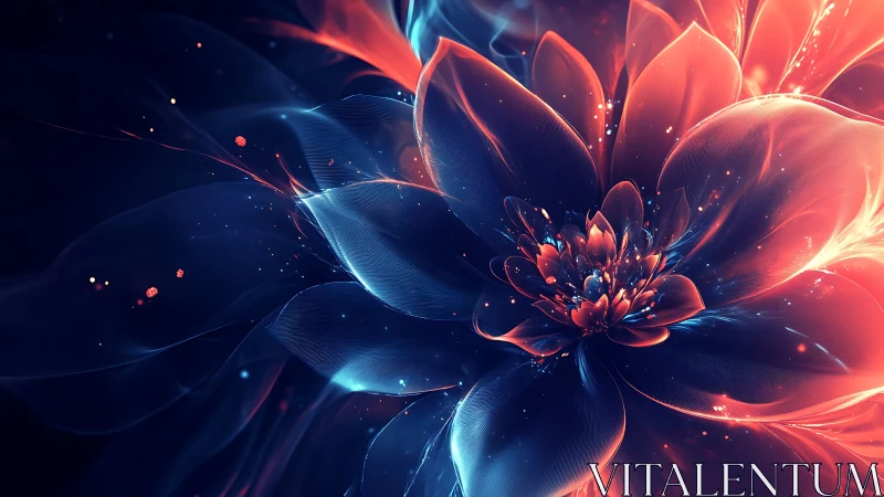 Digital macro rendering depicts luminous abstract flower form