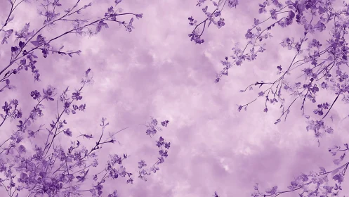 Lavender branches quietly choreograph a floating floral frame