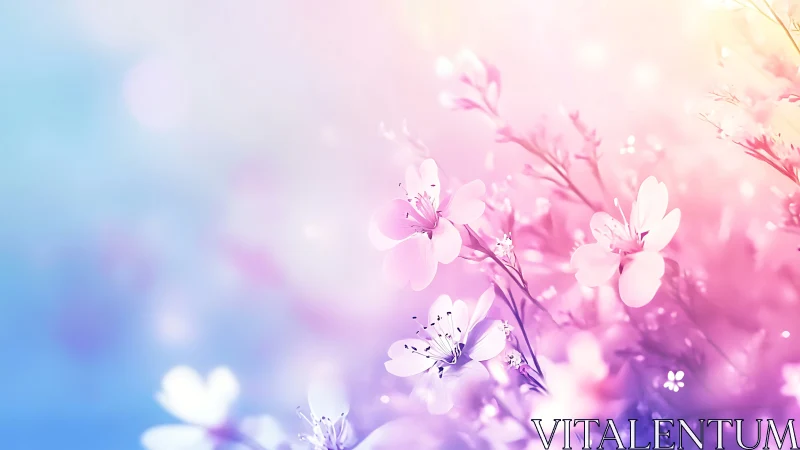 Pink and White Flowers with Soft Bokeh Gradient Background.