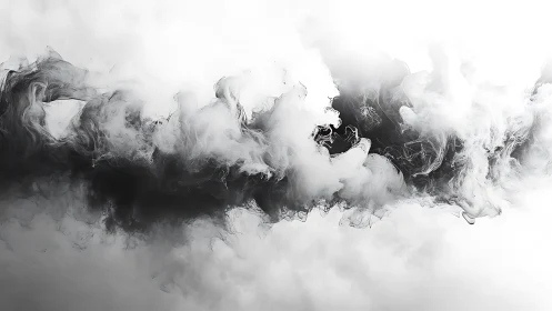 Inkstorm Drift: monochrome smoke carving a ghostly river.