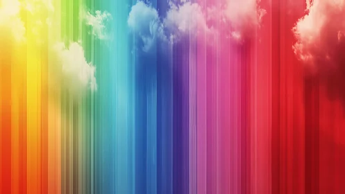 Vertical spectrum gradients merge with soft volumetric cloud forms