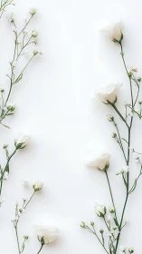Delicate White Carnation Specimens Arranged on Neutral Background Surface