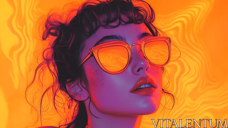 Sunlit daydreams reflected in neon-orange sunglasses.