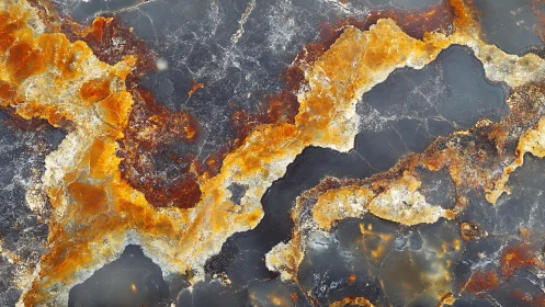 Abstract close-up of orange and gray marble texture pattern.