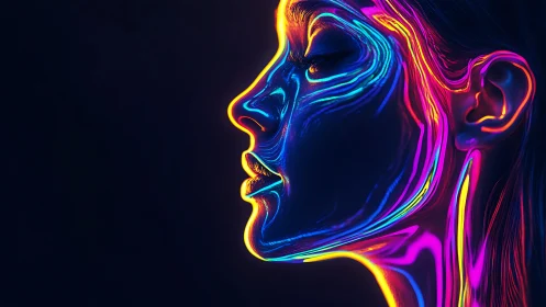Neon-lit female profile glows with vibrant cyber shimmer.
