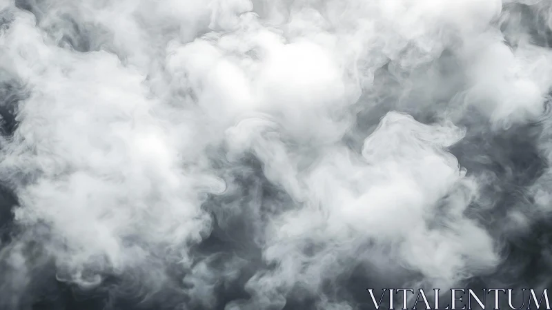 Dense White Smoke Swirling on Dark Background, Atmospheric Style.