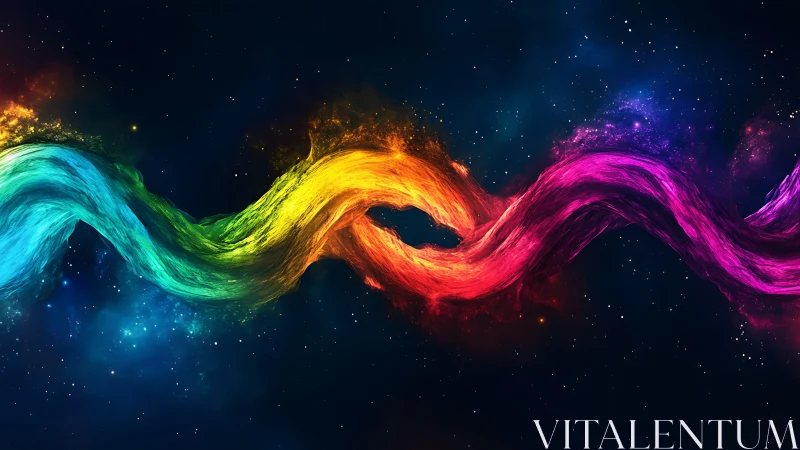 Spectral fluid ribbon arcs across deep cosmic starfield